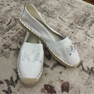 KARL LAGERFELD Paris MANIKA Espadrille Flats Rhinstones Size 11 nwot